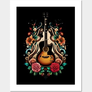 Electroacustic guitar tattoo 8 Posters and Art